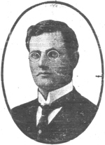 Portrait of John Curtin, seen on a 1910 election pamphlet for political office for Balaclava neighborhood of Melbourne, Victoria, Australia