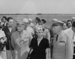Dwight Eisenhower, Mamie Eisenhower, and George Marshall, Washington National Airport, Arlington, Virginia, United States, 18 Jun 1945, photo 2 of 2