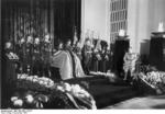 Hermann Göring at the funeral of Ernst Udet, Berlin, Germany, 21 Nov 1941; note Adolf Galland serving as a honor guard