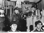 Heinrich Himmler speaking to men freshly conscripted into the Volkssturm militia, East Prussia (Ostpreußen), Germany, Oct 1944; note Heinz Guderian and Hans-Heinrich Lammers