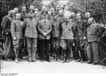 Adolf Hitler with his staff including Keitel, Jodl, Bormann, and others at Wolf