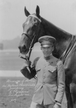 Olympic equestrian Lieutenant Takeichi Nishi with horse Uranus, Japan, circa 1932