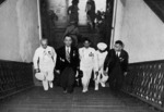 Manuel Quezon climbing the stairs of Malacañang Palace for the first time as the president, Manila, Philippine Islands, 15 Nov 1935