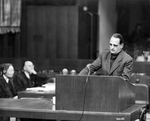 Edmund Veesenmayer making his final statement during the Nuremberg Trials in Germany, 1949