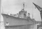 El destructor de clase Fubuki Amagiri en el puerto, noviembre de 1930