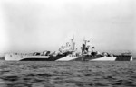 USS Miami in Camouflage Measure 32 Design 1d, early 1944; war time censor had erased radar antennae and gun directors