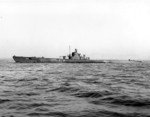 USS Permit off Mare Island Navy Yard, California, United States, 13 Jan 1943, photo 1 of 2; note newly installed port-side external torpedo tube