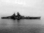 Battleship Richelieu, off the east coast of the United States, Sep-Oct 1943; photo taken from a US Navy seaplane