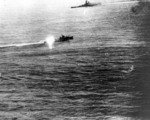 Yamato and a destroyer in action, 7 Apr 1945