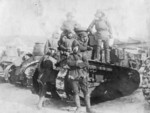 Japanese tank crew with FT tanks, circa late 1930s