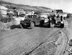 Construction of the future Route 918 along the Syrian border in eastern Hula valley, Israel, 1957-1958; note US-built M3A1 Scout Car