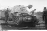Unloading a Marder I tank destroyer from a train car, Belgium or France, 1943-1944, photo 03 of 10
