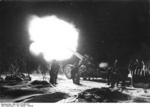 21 cm Mrs 18 heavy howitzer firing at night, Soviet Union, Jan-Feb 1944