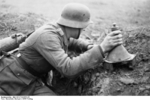German soldier with 3 HL shaped charge, spring 1944