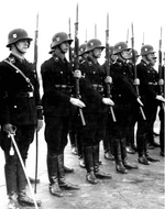 Soldiers of German 1st SS Division Leibstandarte SS Adolf Hitler in full dress uniform with Kar 98b rifles, Germany, circa 1937-1938