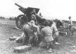 Type 96 15 cm howitzer in action, circa late 1930s