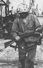US Marine with a Winchester Model 1897 shotgun, circa 1940s