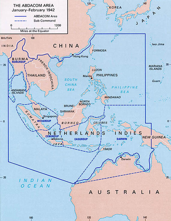 Map of the American-British-Dutch-Australian Command (ABDACOM) area, 1942