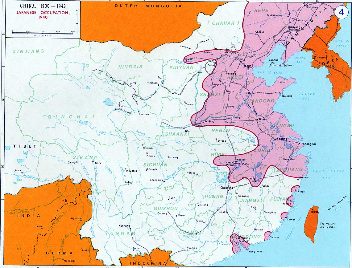 Map Map Showing Japanese Occupation Of China 1940 World War Ii