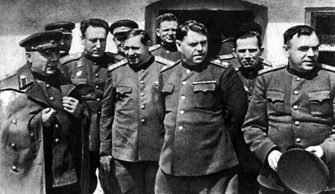 Kliment Voroshilov, Aleksandr Vasilevsky, and other Soviet leaders in Ukraine, 1944