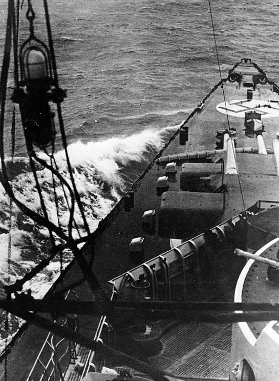 Scharnhorst's forward deck viewed from the superstructure, off Norway, 1940