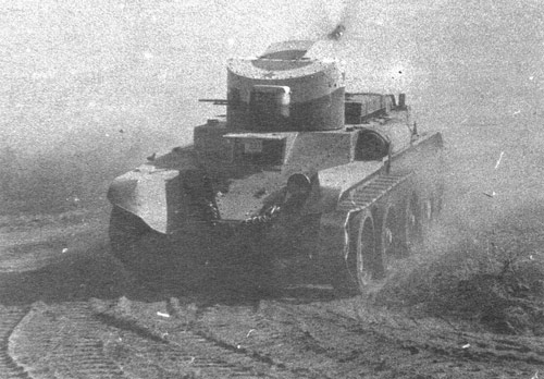 BT-2 machine gun tank in exercise, Soviet Union, circa early- or mid-1930s