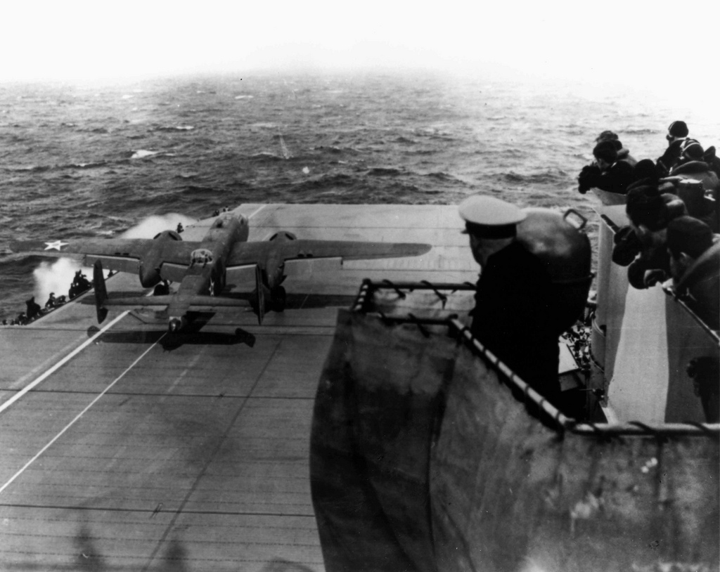 Hornet launching Doolittle raiders, 18 Apr 1942, photo 9 of 11