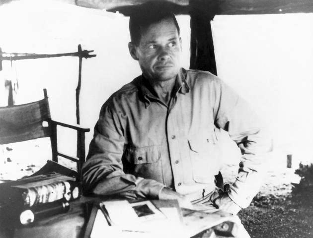 Marine Lt Col Chesty Puller in his command post on Guadalcanal, Solomon Islands, Sep 1942.