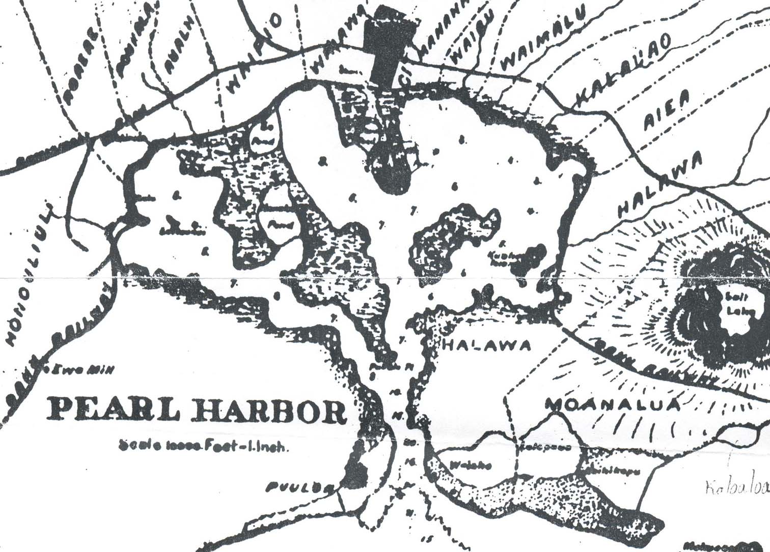 1897 Map of Pearl Harbor, Hawaii and surrounding lands.