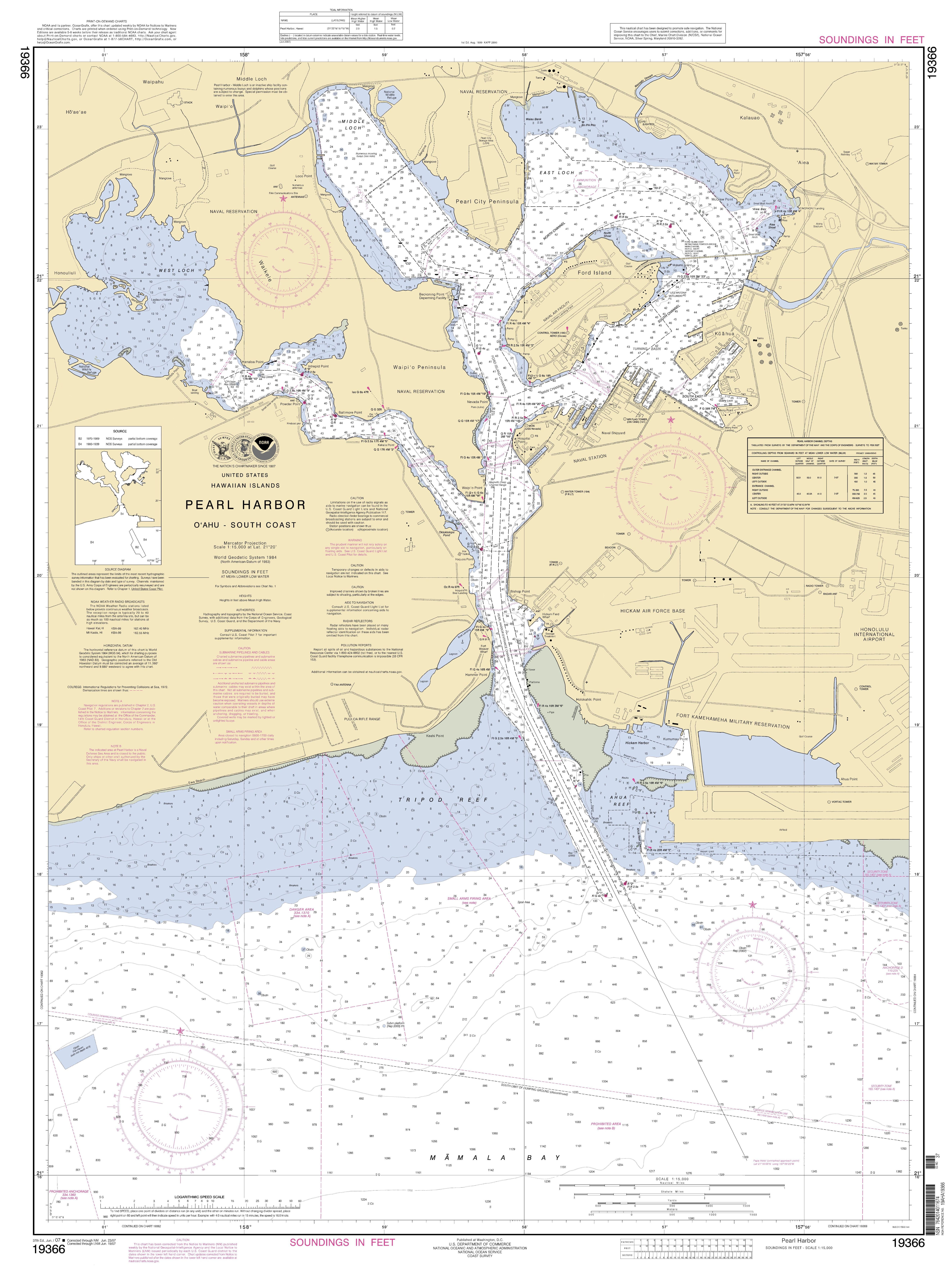 Peal Harbor Navigational Chart with approaches, 2007