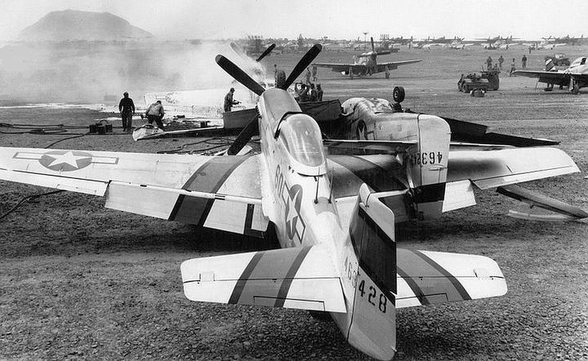 Photo Two P 51d Mustangs Of The 45th Fighter Squadron After A Ground