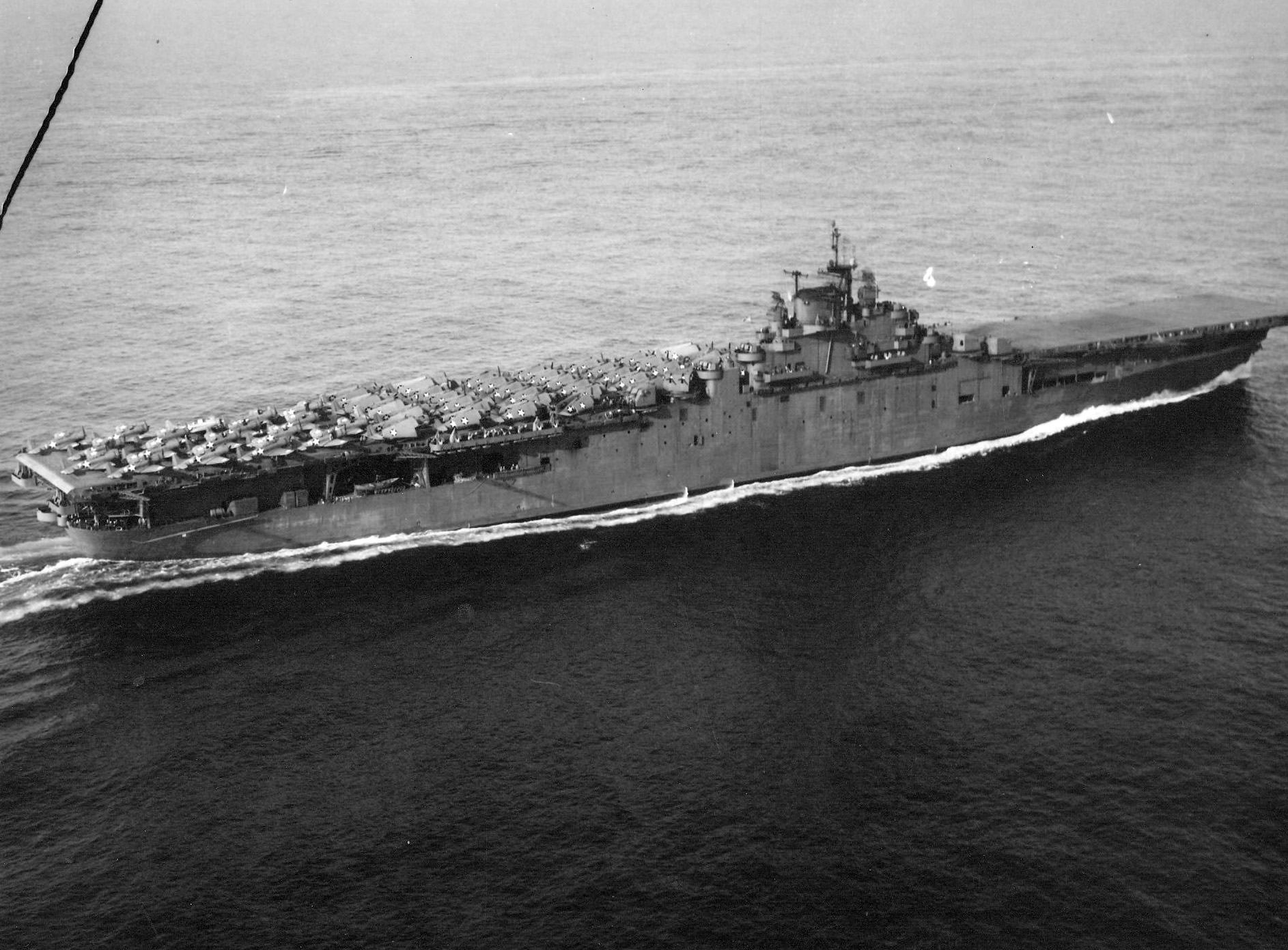 USS Essex leaving Norfolk, Virginia, United States, for shakedown exercises, 15 Mar 1943.