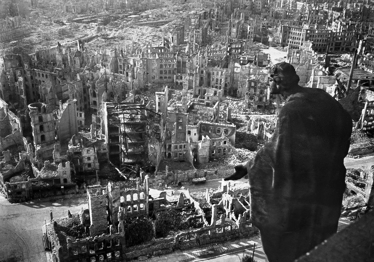 A view of the destruction in Old Town Dresden from the Town Hall tower, 15 Feb 1945.