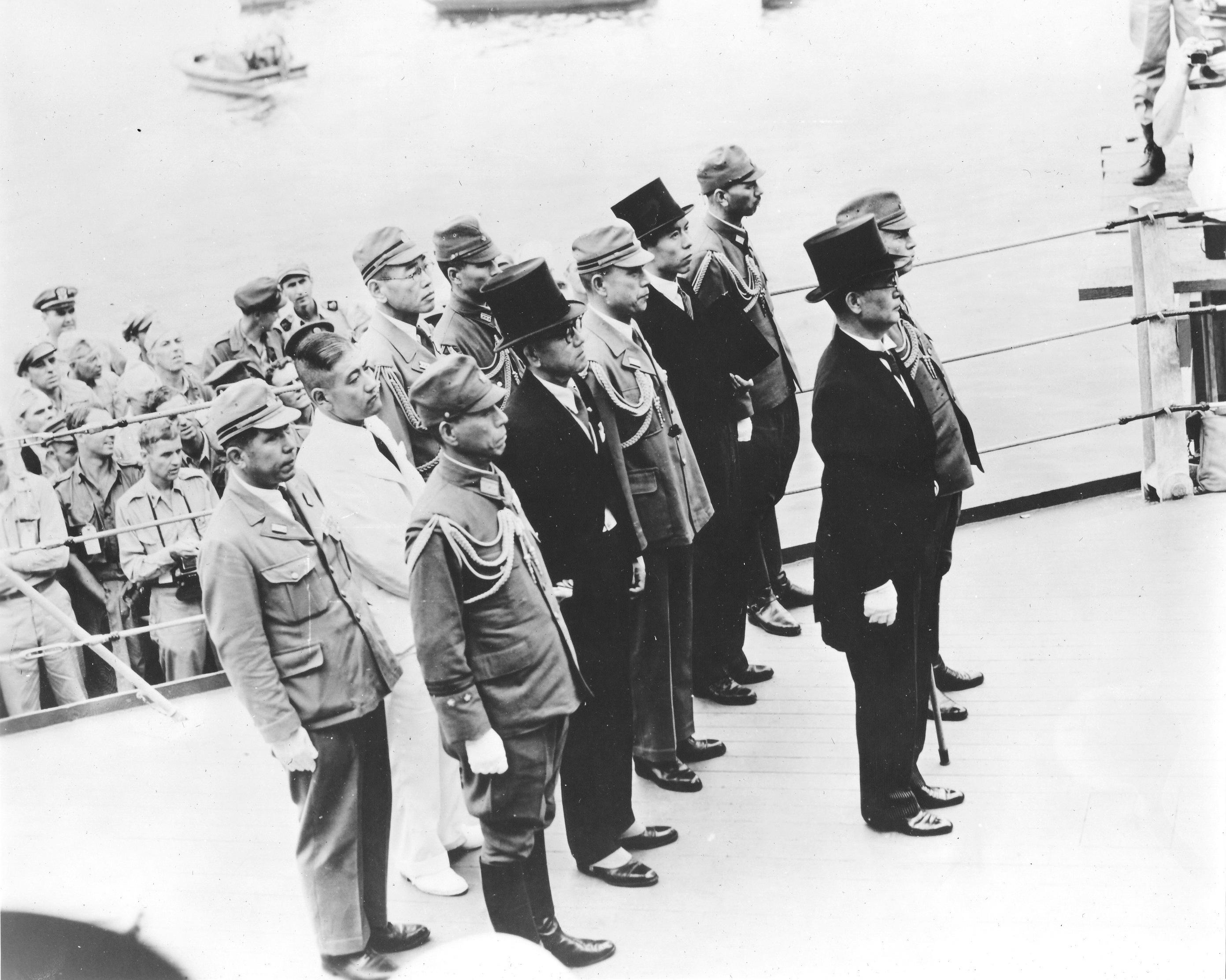 The Japanese delegation arriving aboard USS Missouri, Tokyo Bay, Japan, Photo 7 of 7