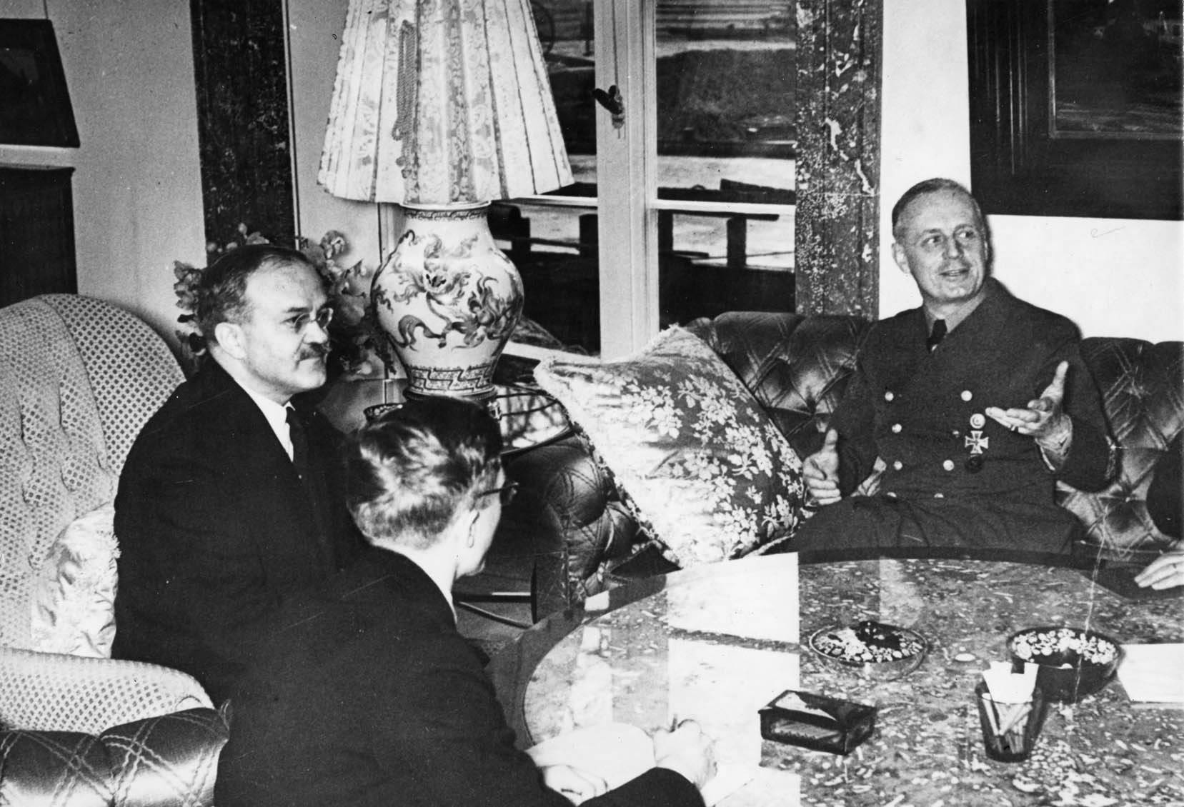 Vyacheslav Molotov and Joachim von Ribbentrop, Berlin, Germany, 12 Nov 1940. Photo 2 of 2.