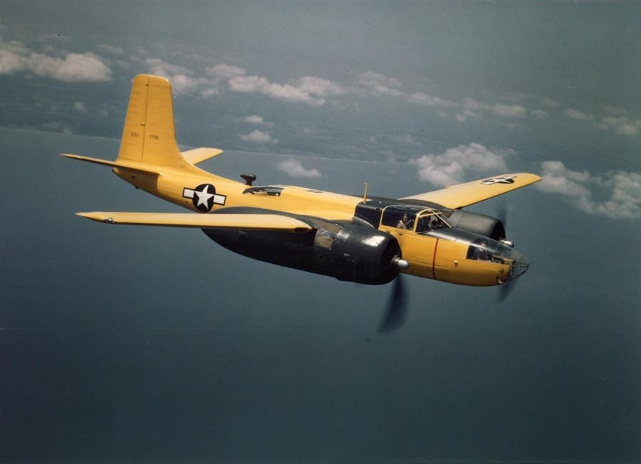 A Navy XJD-1 Invader of Utility Squadron VJ-4 flying out NAS Norfolk, Virginia, United States, 13 Jul 1945.