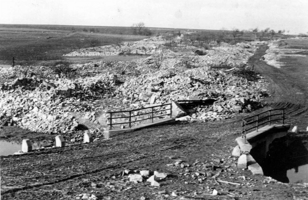 Lidice, Czechoslovakia Jul 1942. The village after being completely being reduced to rubble but before the stones themselves were hauled away.