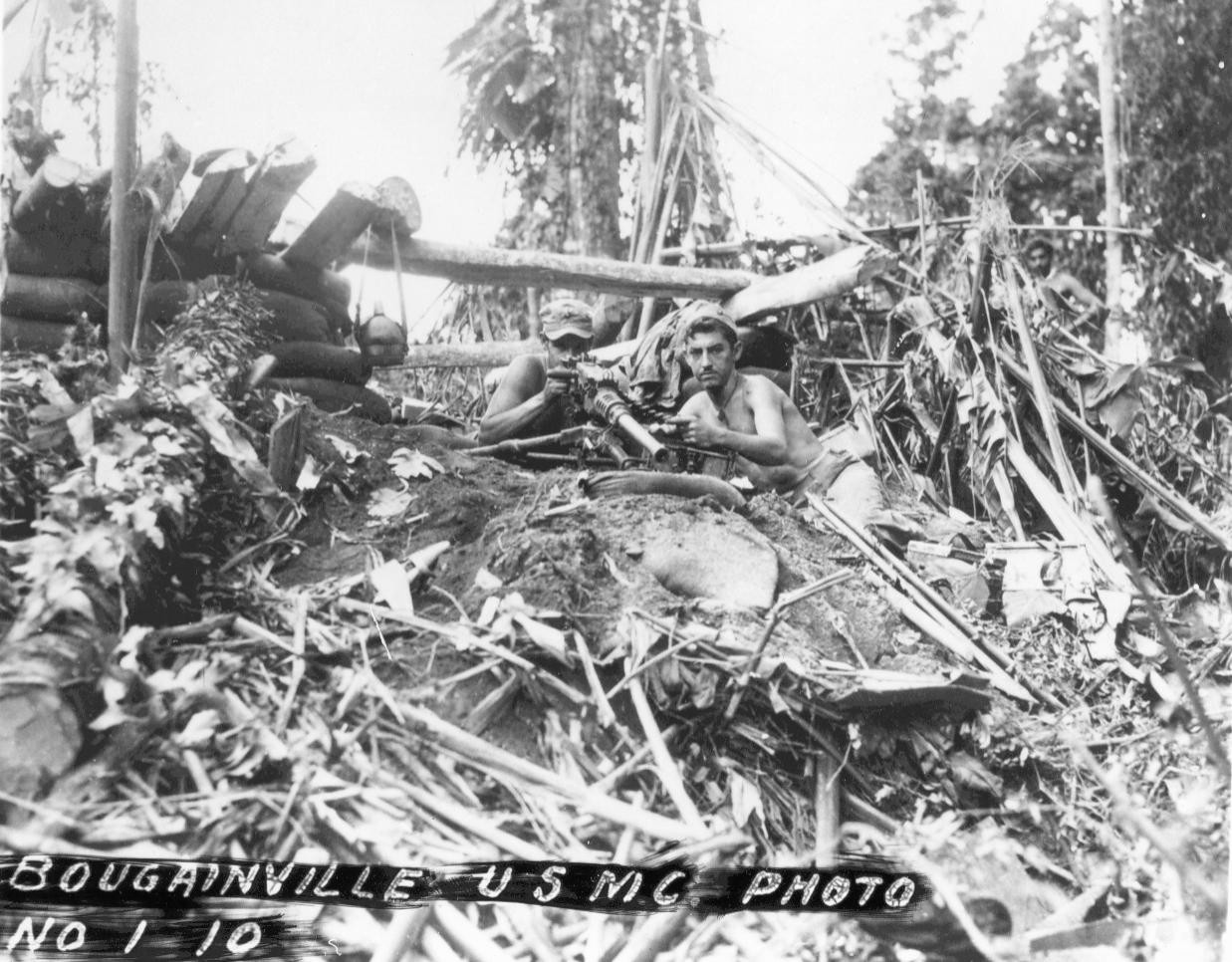 US Marine M2 Browning machine gun crew, Bougainville, Solomon Islands, 1943-1944