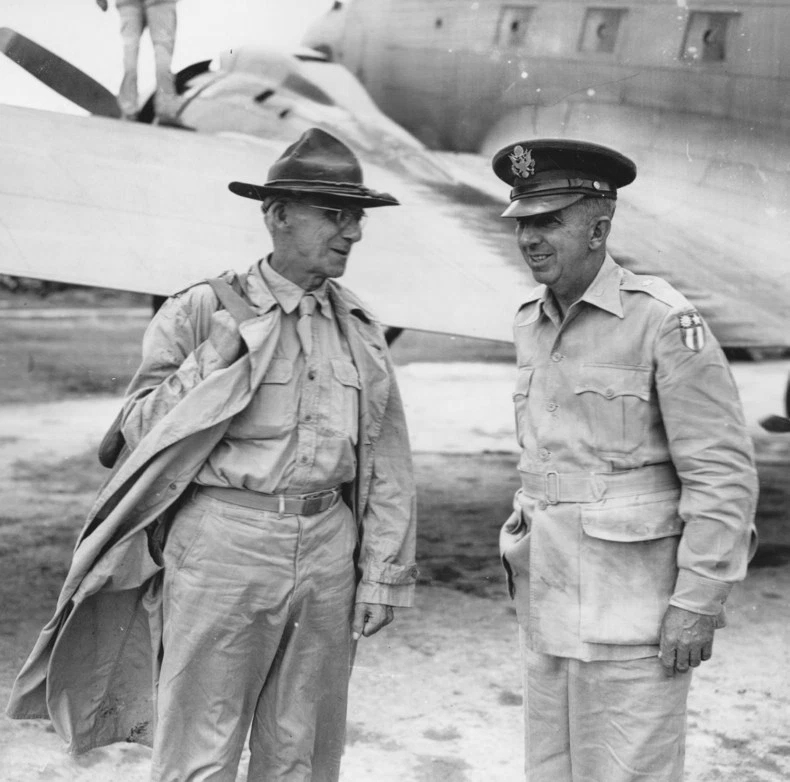 Lieutenant General Joseph Stilwell and Brigadier General Gilbert Cheves, Calcutta, India, 30 Jul 1944
