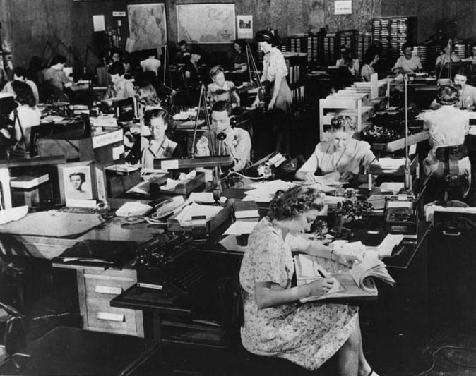 US Army Signals Intelligence Service cryptanalysts at Arlington Hall, Arlington, Virginia, United States, circa 1943