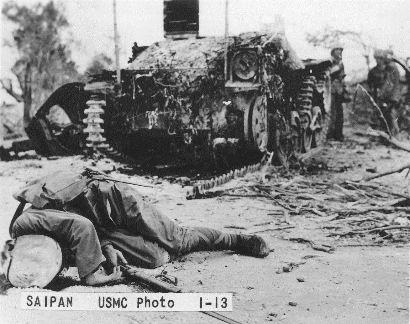 Fallen Japanese soldier, Saipan, Mariana Islands, Jun-Jul 1944