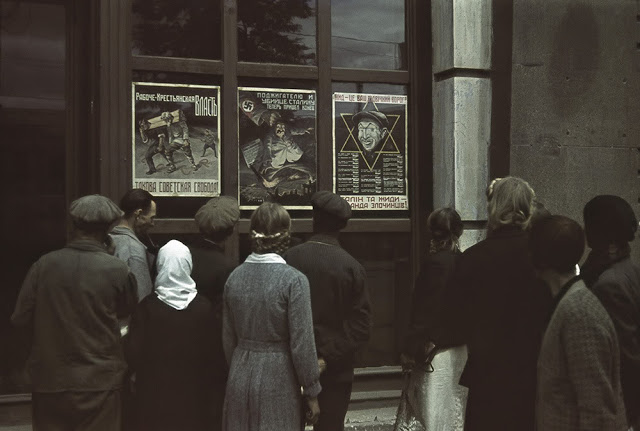Anti-communist and anti-Semitic posters, Kharkov, Ukraine, Oct-Nov 1941