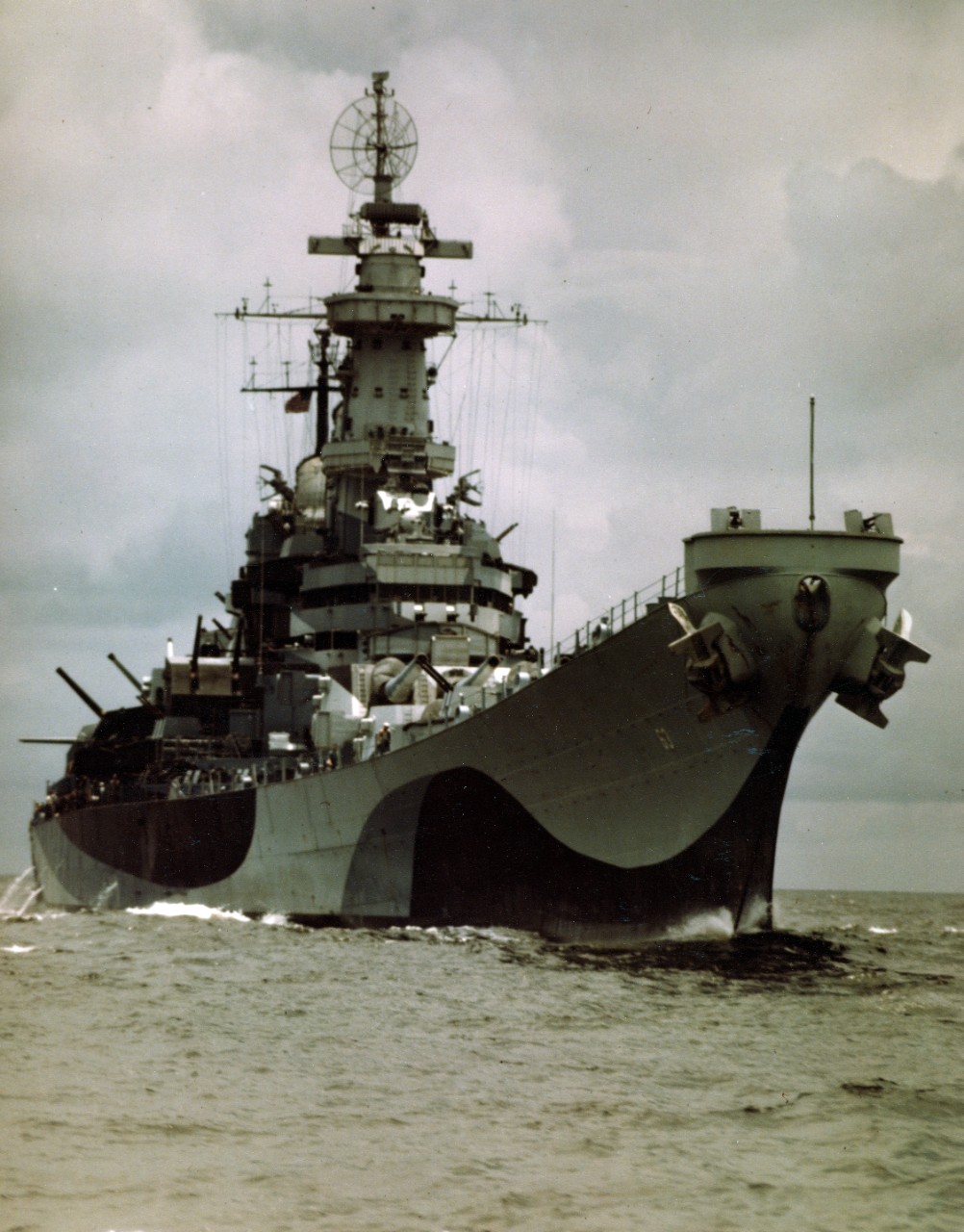 Battleship USS Missouri on her Atlantic shakedown cruise, Aug 1944.