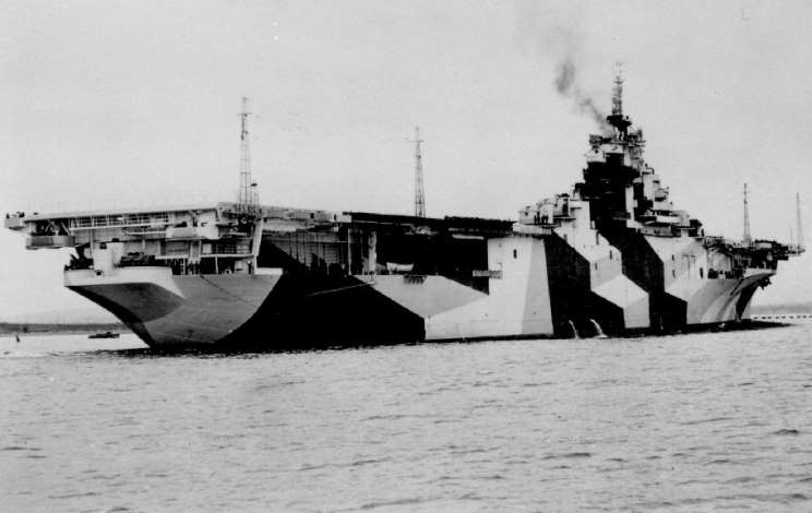 USS Hancock underway across Boston’s outer harbor, Boston, Massachusetts, United States, on her way to anchor at President Roads, 18 May 1944. Photo 3 of 3.