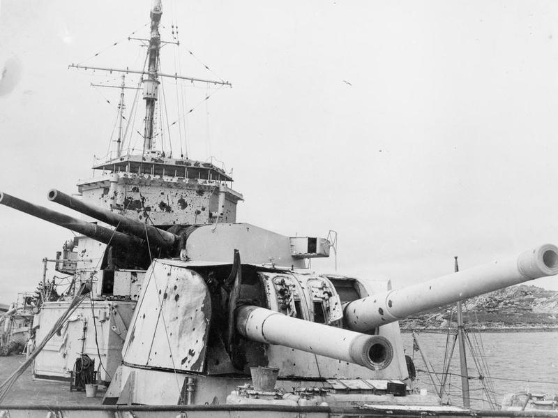 Damaged HMS Exeter, 13 Dec 1939