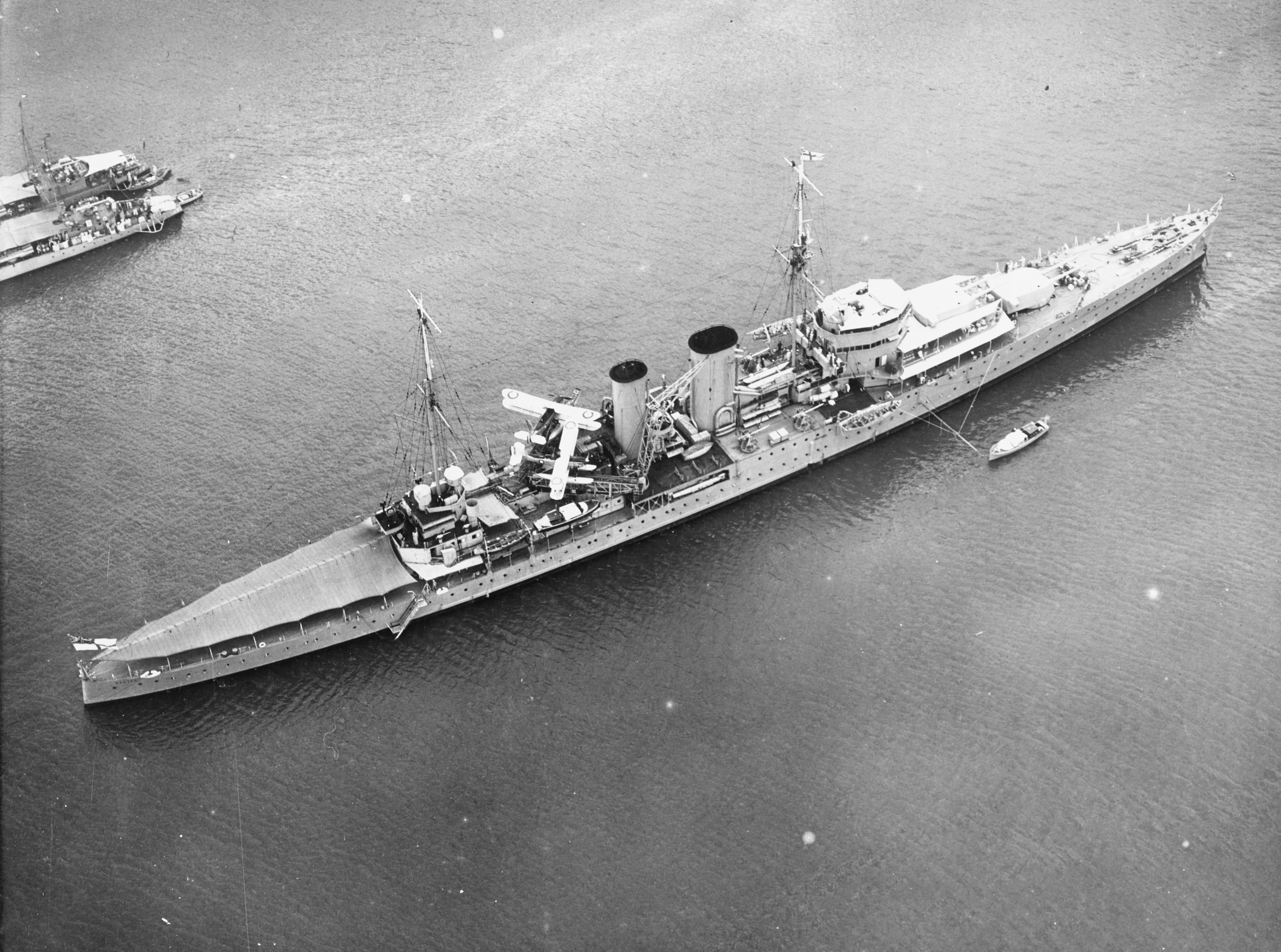 HMS Exeter at Balboa harbor, Panama Canal Zone, 24 Apr 1934