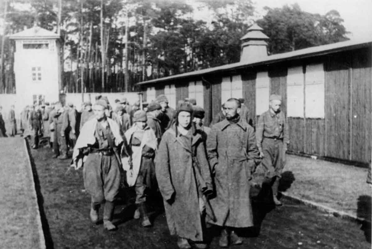 Soviet prisoners of war arriving at Sachsenhausen Concentration Camp, Germany, 1944-1945