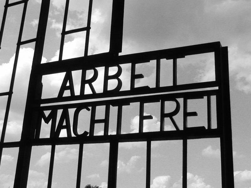 Arbeit Macht Frei gate at Sachsenhausen Concentration Camp, Germany, Sep 2004