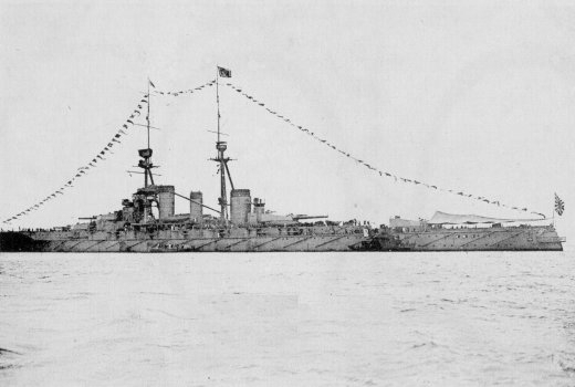 Battleship Kongo in Kirun harbor, Taiwan with Crown Prince Hirohito on board, 27 Apr 1923