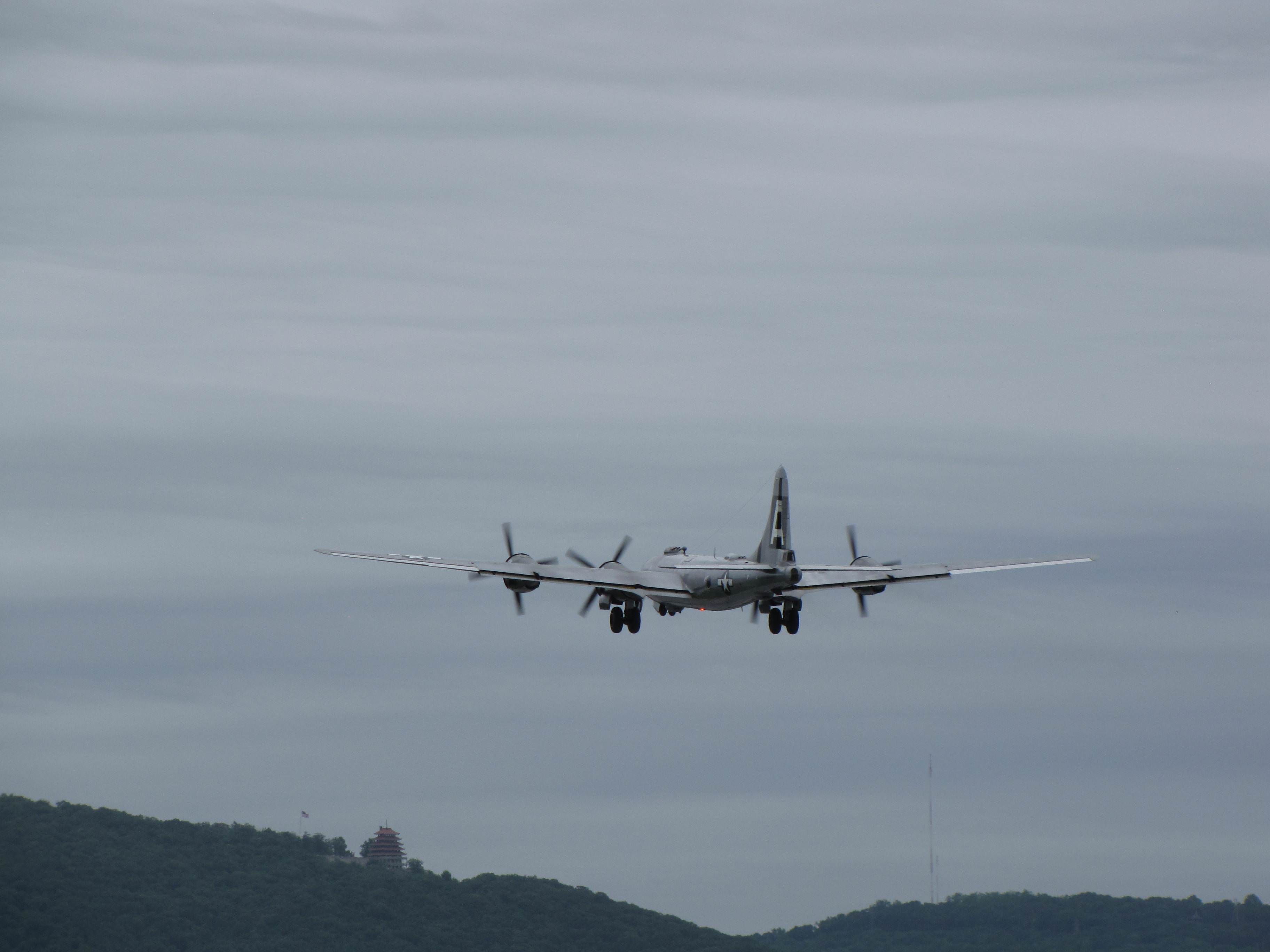 B-29 Superfortress bomber in flight, Reading Regional Airport, Pennsylvania, United States, 3 Jun 2018, photo 1 of 2